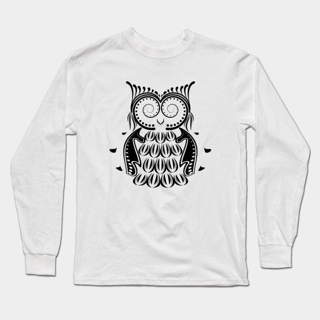 Owl black print. Long Sleeve T-Shirt by CraftCloud